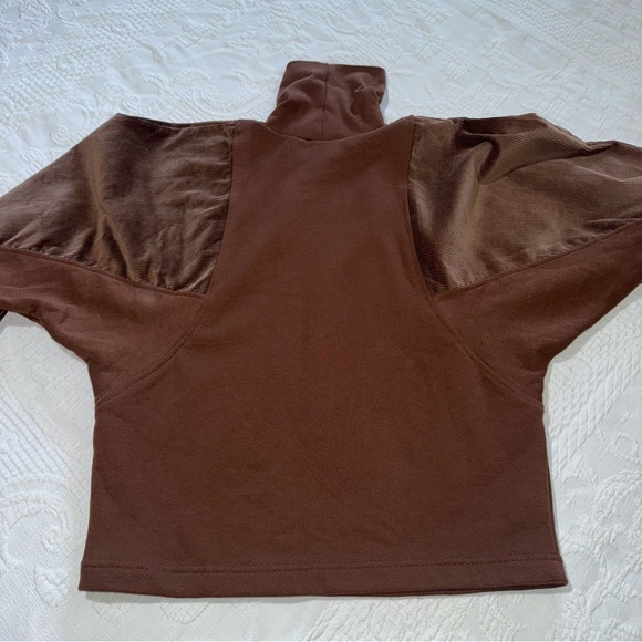 NWOT Nike Air Brown Corduroy & Fleece Sweater Pullover Turtleneck Size Small - Picture 7 of 11